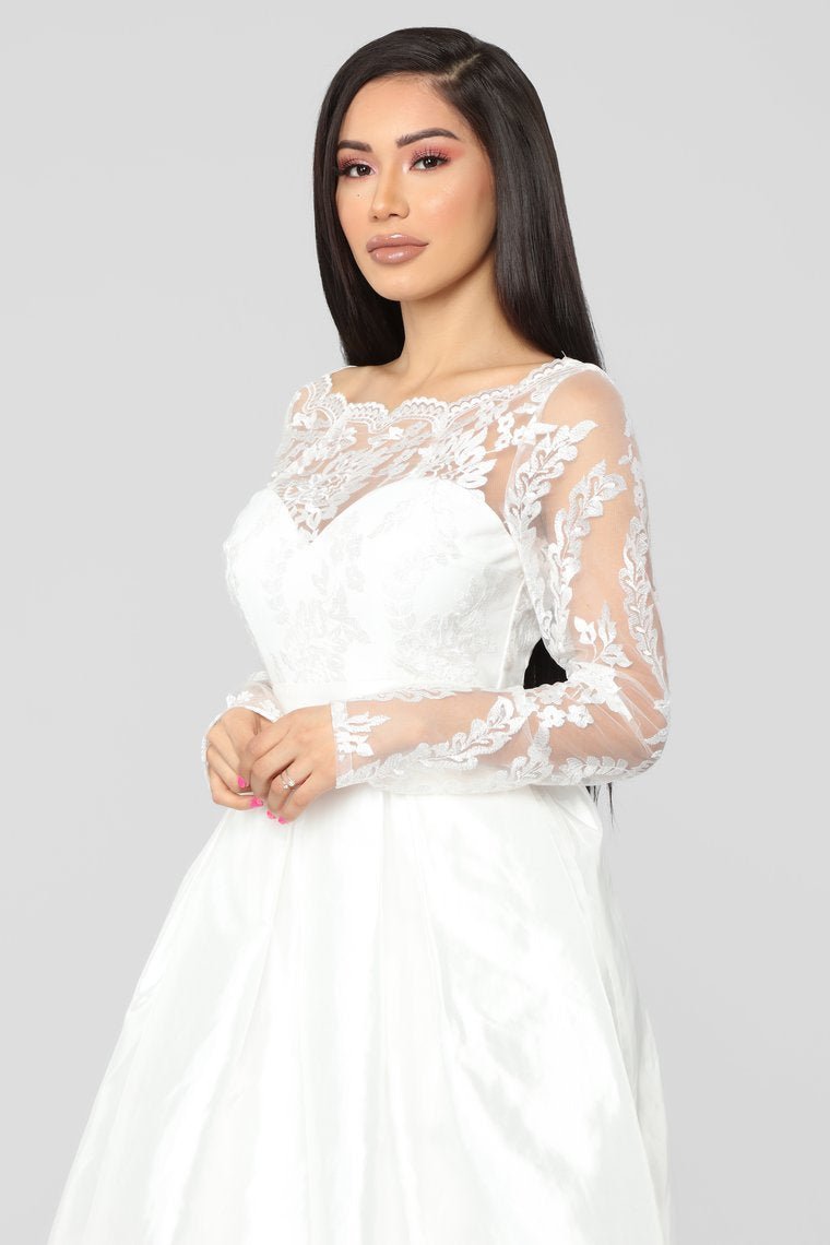 Say Yes Lace Embroidered Gown - Ivory - jameswhite001