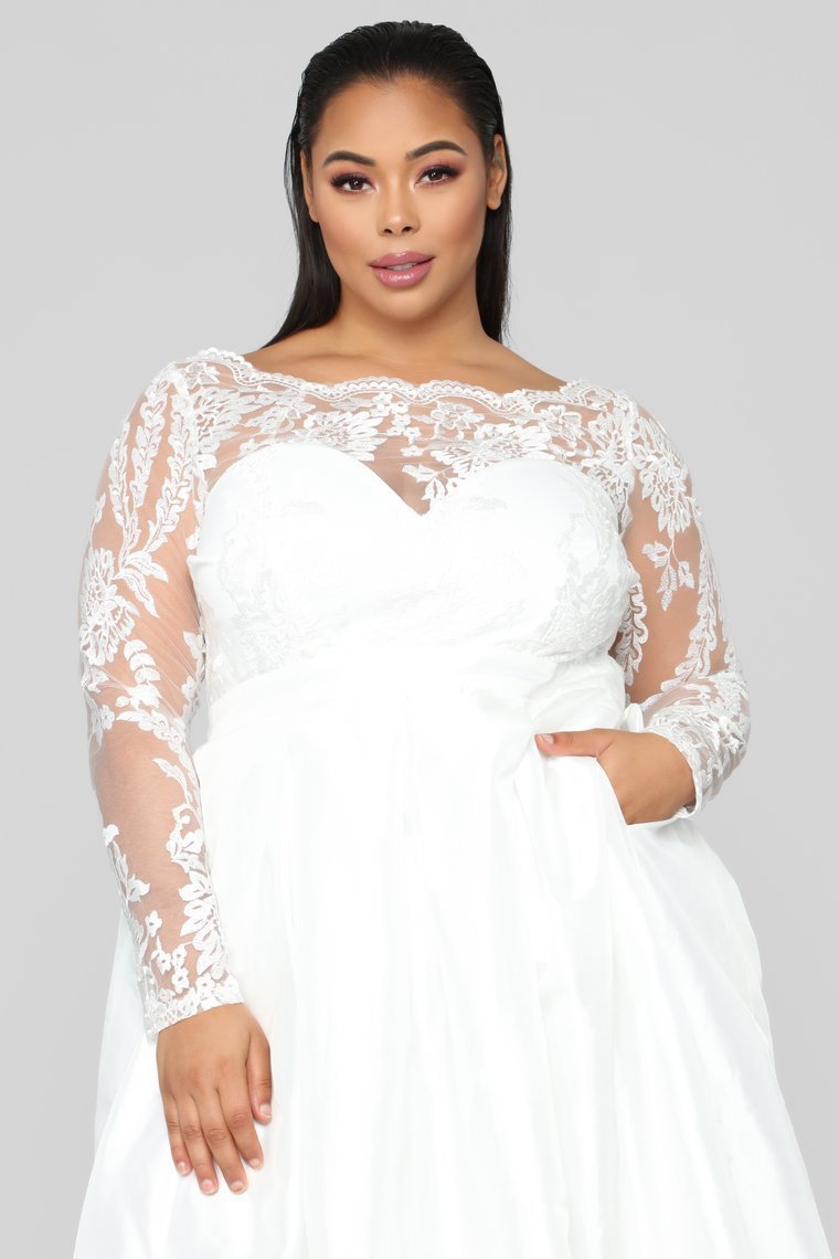 Say Yes Lace Embroidered Gown - Ivory - jameswhite001