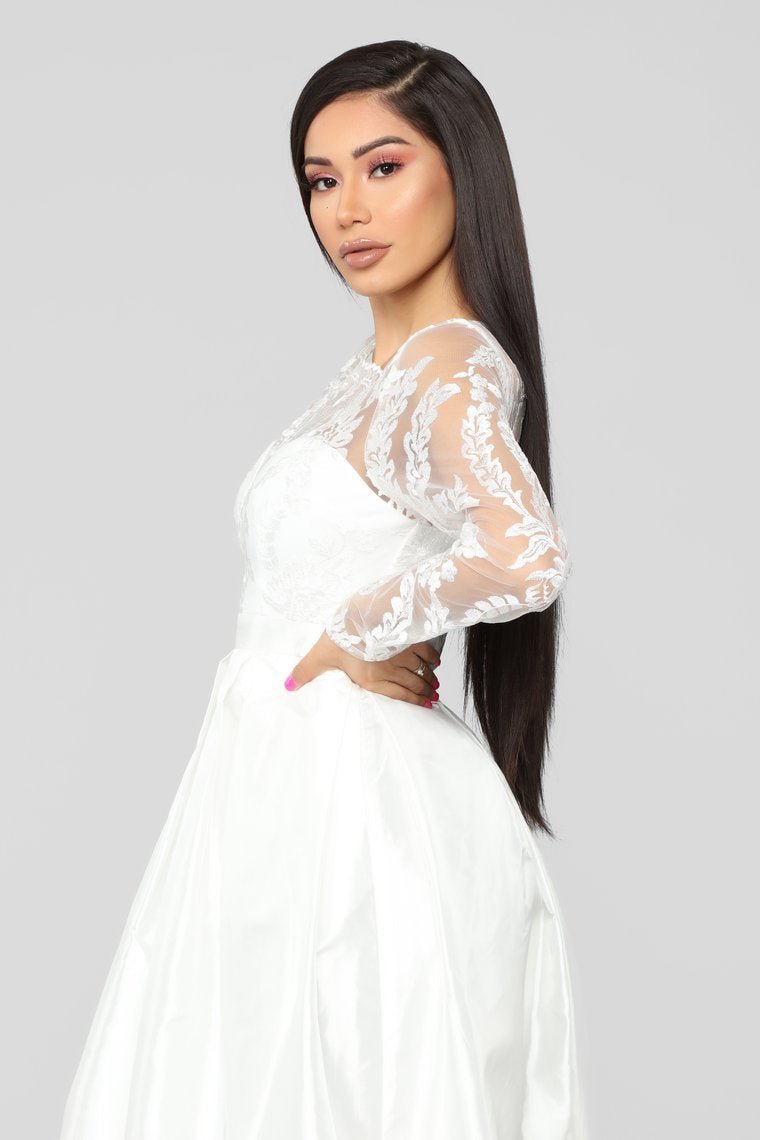 Say Yes Lace Embroidered Gown - Ivory - jameswhite001