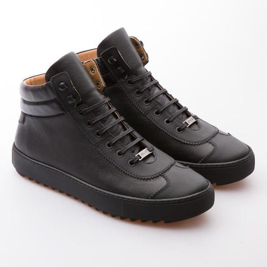 SCOTT - BLACK - CALF GRAIN & MAT LEATHER - jameswhite001
