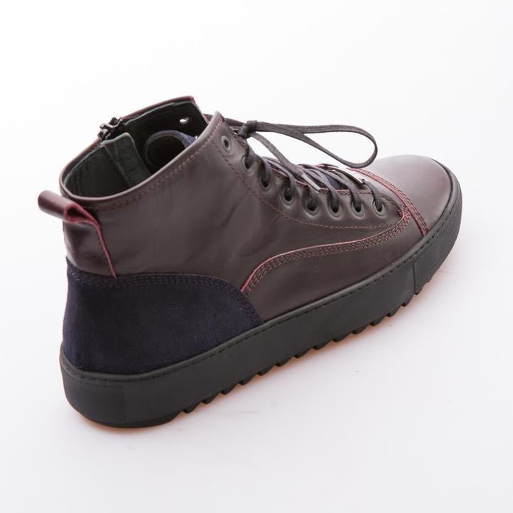 SEAN - BURGUNDY & DARK BLUE - CALF VINTAGE LEATHER & SUEDE - jameswhite001