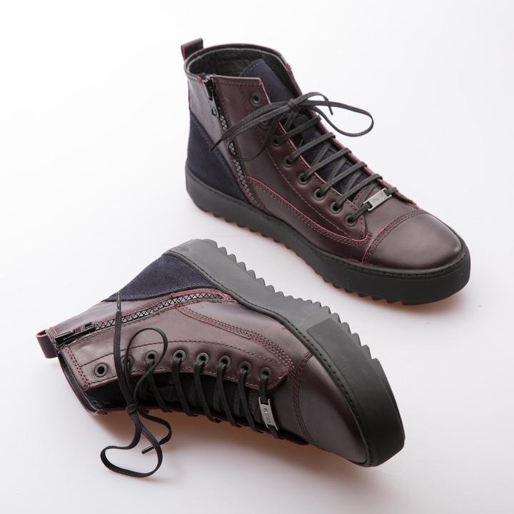 SEAN - BURGUNDY & DARK BLUE - CALF VINTAGE LEATHER & SUEDE - jameswhite001