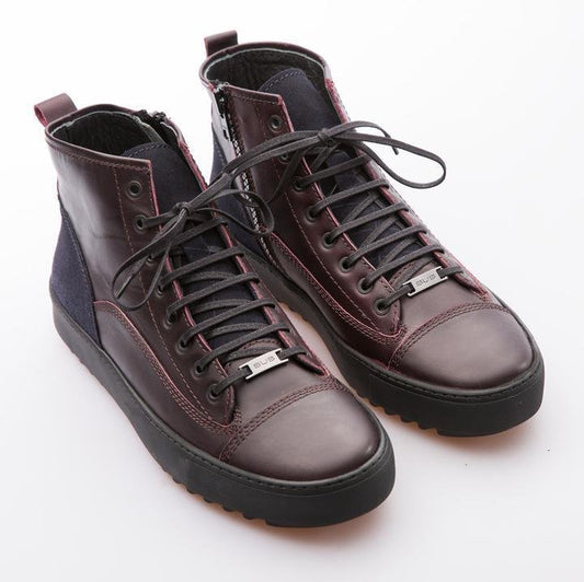 SEAN - BURGUNDY & DARK BLUE - CALF VINTAGE LEATHER & SUEDE - jameswhite001