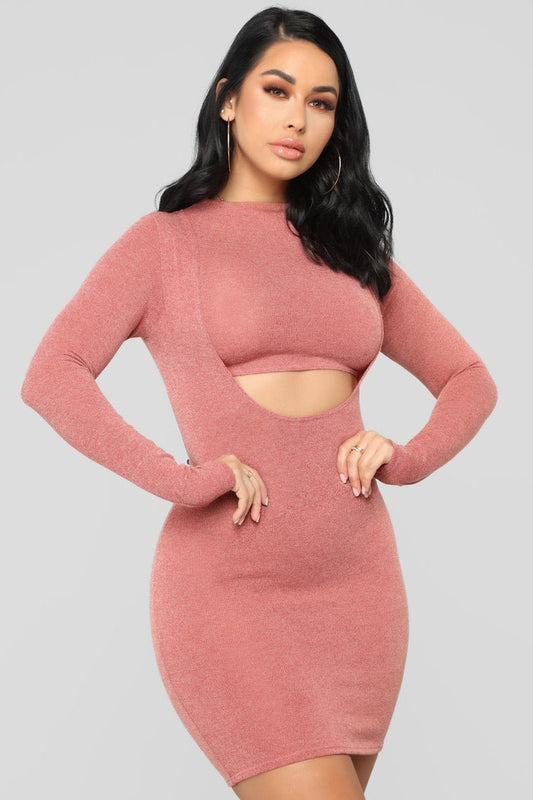 Sense Of Love Sweater Mini Dress - Rust - jameswhite001