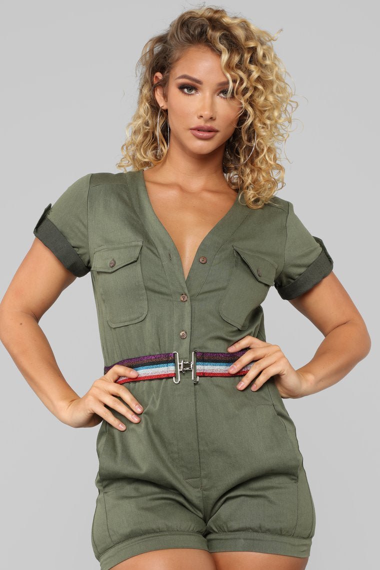 Sergeant Kim Cargo Romper - Olive - jameswhite001