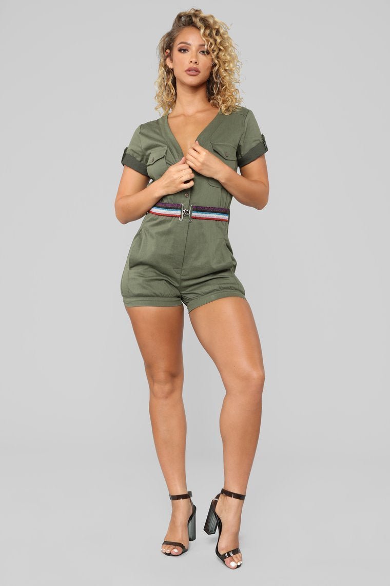 Sergeant Kim Cargo Romper - Olive - jameswhite001