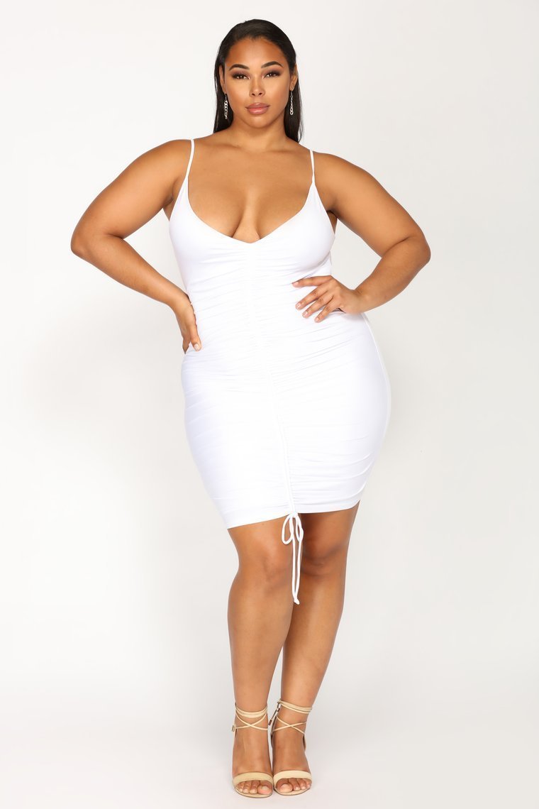 Shanghai Ruched Dress - White - jameswhite001