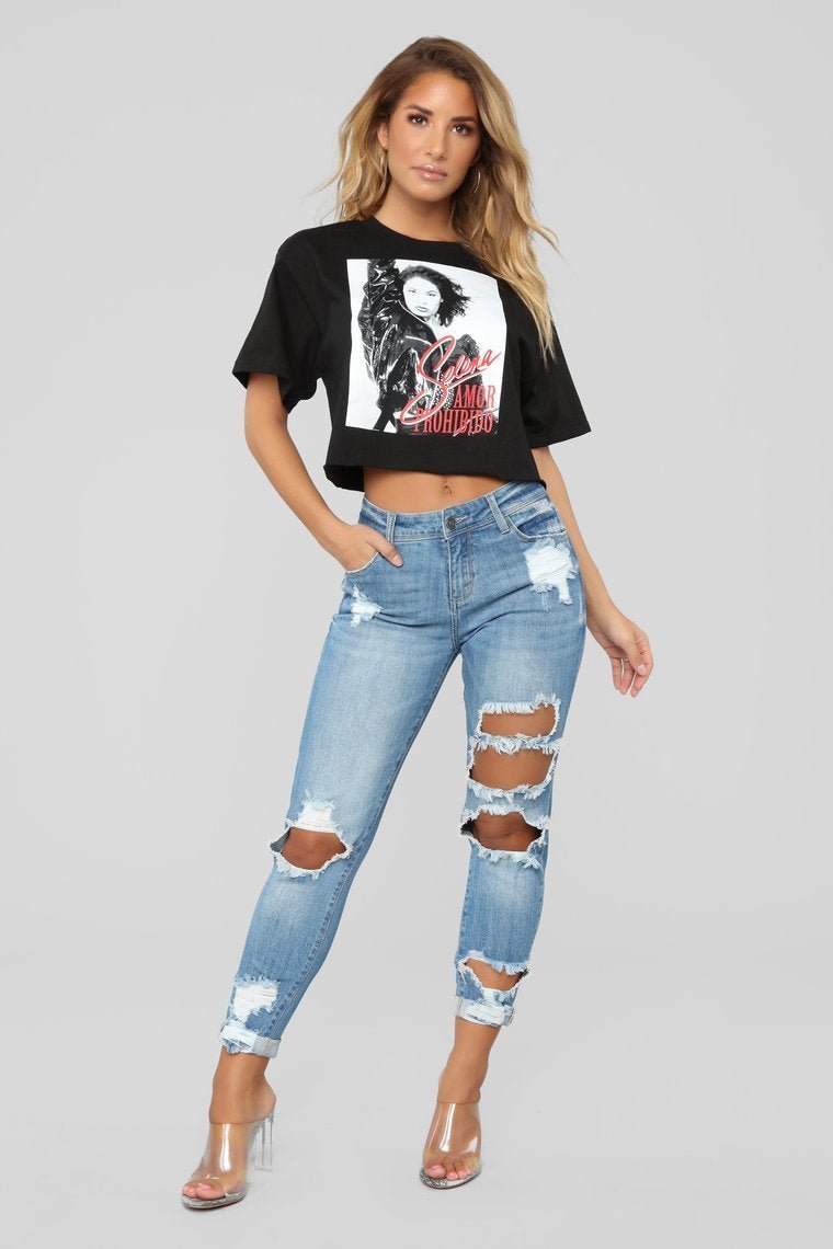 Shannon High Rise Distressed Jeans - Light Blue Wash - jameswhite001
