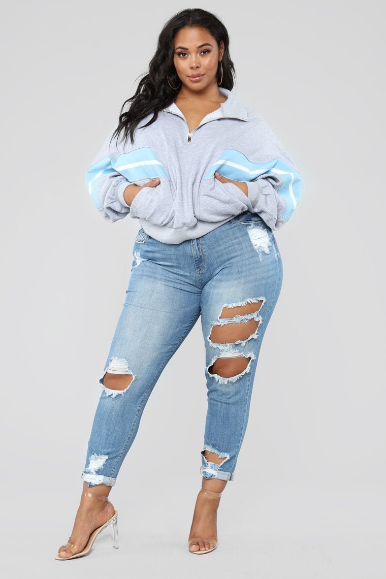 Shannon High Rise Distressed Jeans - Light Blue Wash - jameswhite001