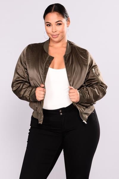 Shay Satin Bomber - Olive - jameswhite001