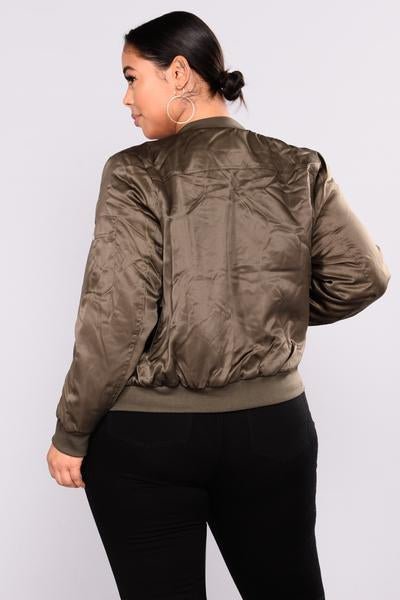 Shay Satin Bomber - Olive - jameswhite001