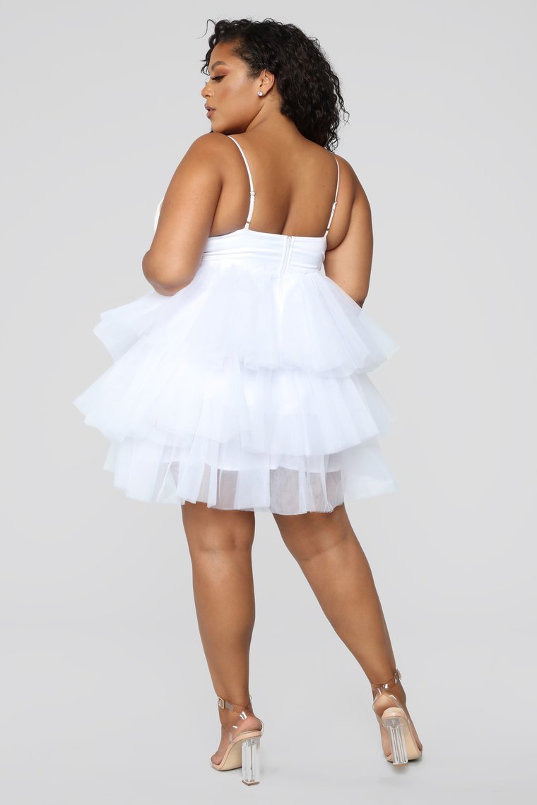 She Bad Ruffle Dress - White - jameswhite001