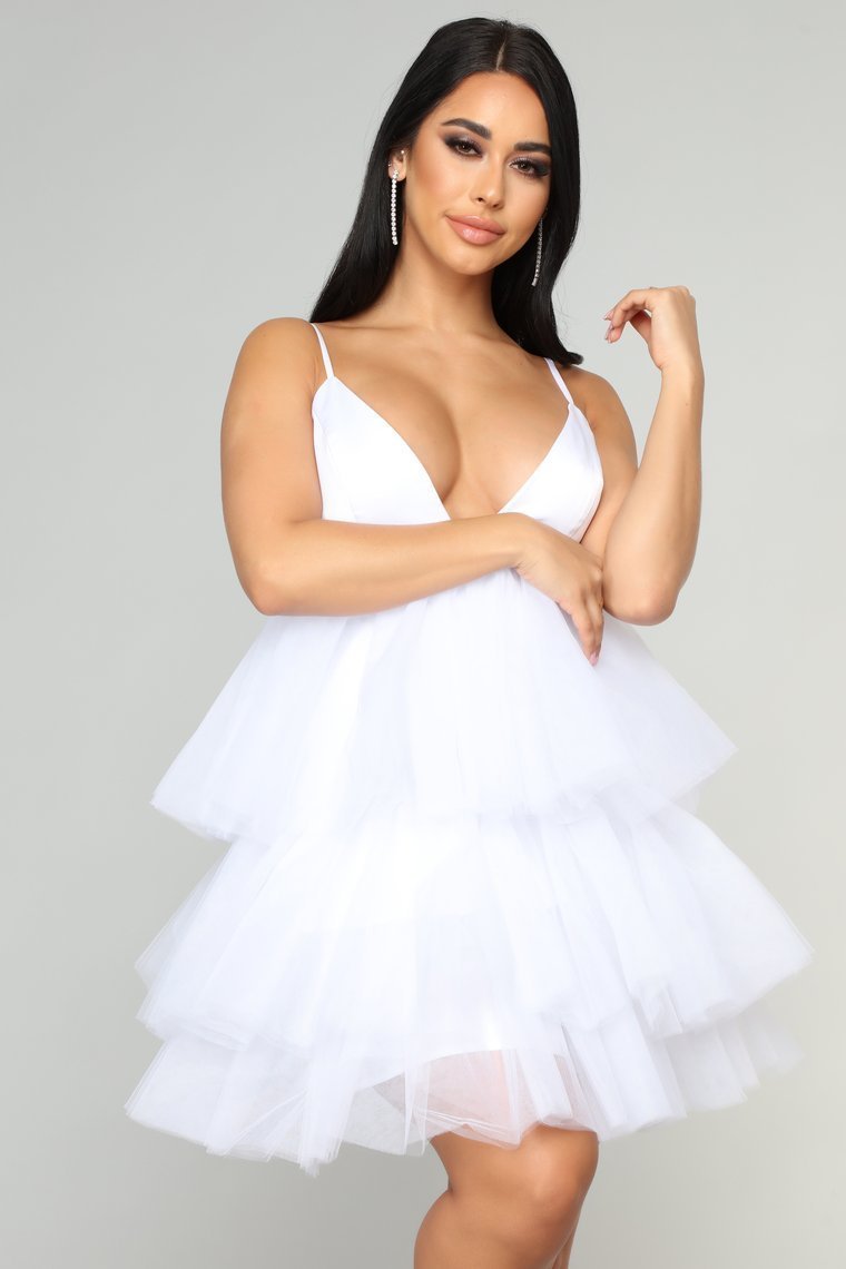 She Bad Ruffle Dress - White - jameswhite001
