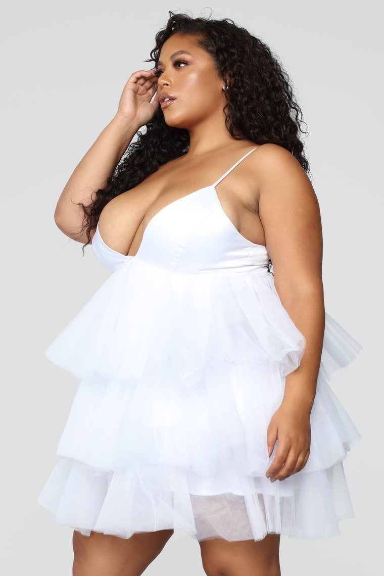 She Bad Ruffle Dress - White - jameswhite001