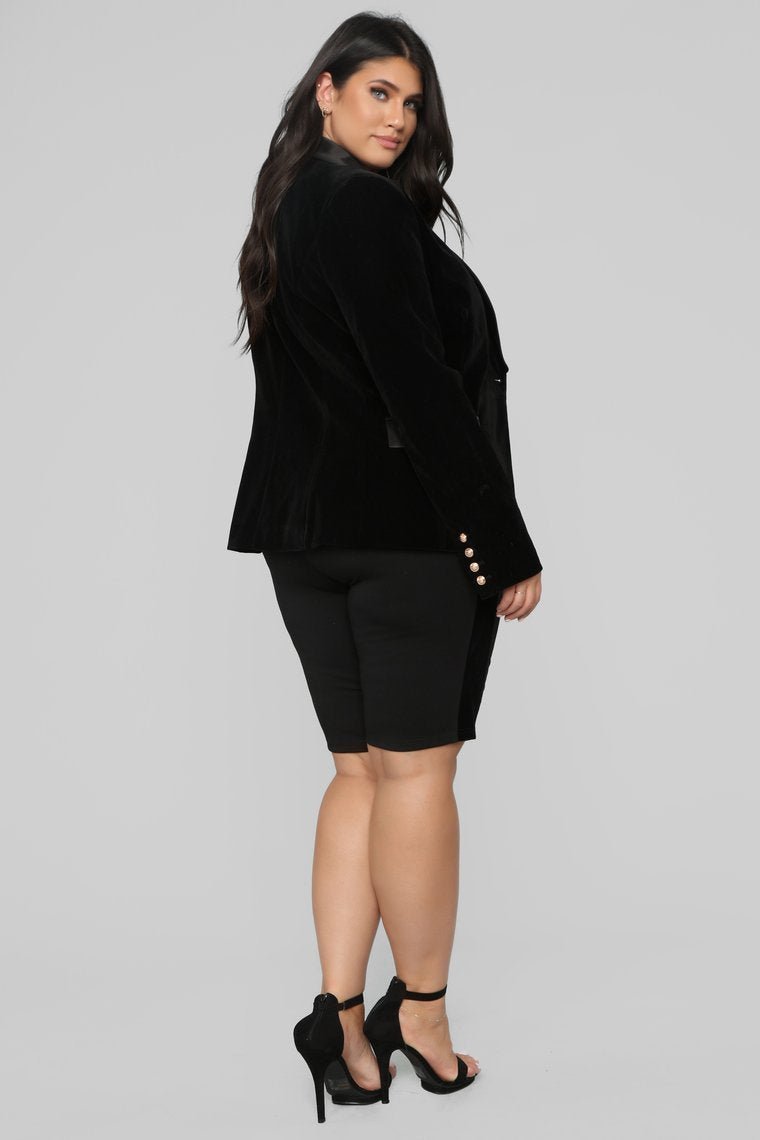 She Is Magic Velvet Biker Short Set - Black - jameswhite001