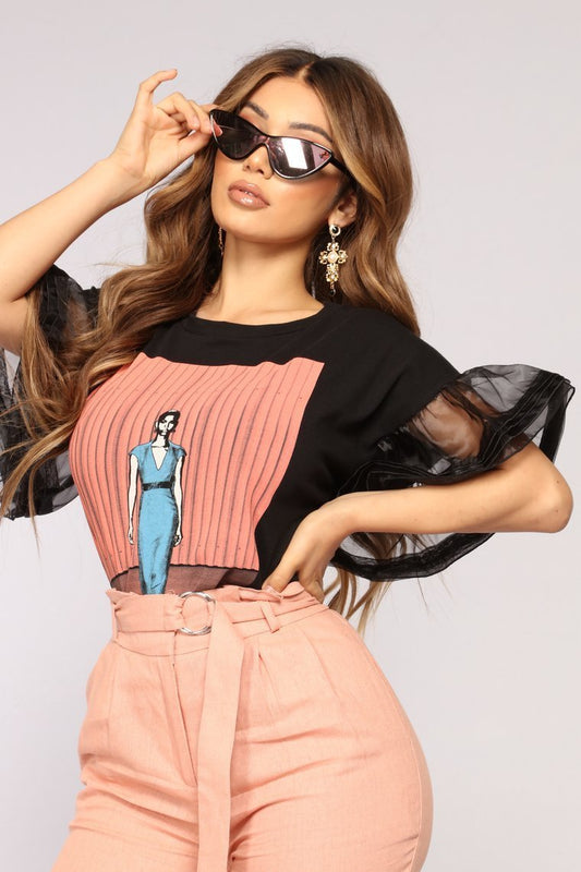 She's A Real Lady Top - Black - jameswhite001