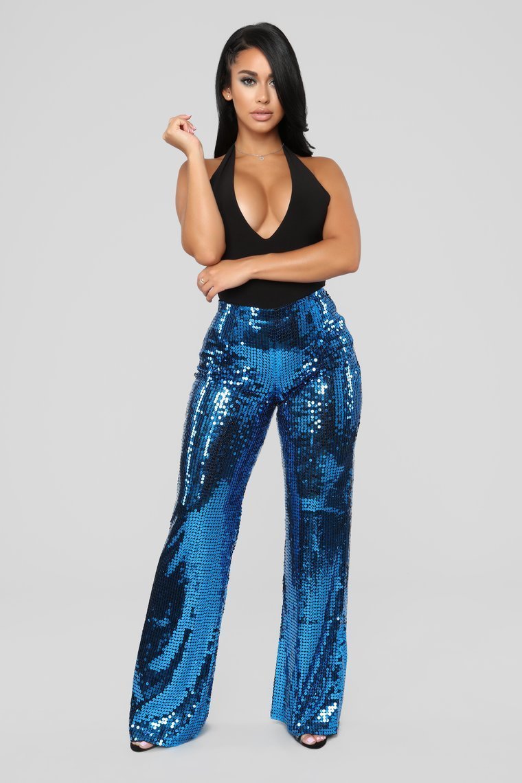 Shining Brighter Than Your Future Sequin Pants - Royal - jameswhite001