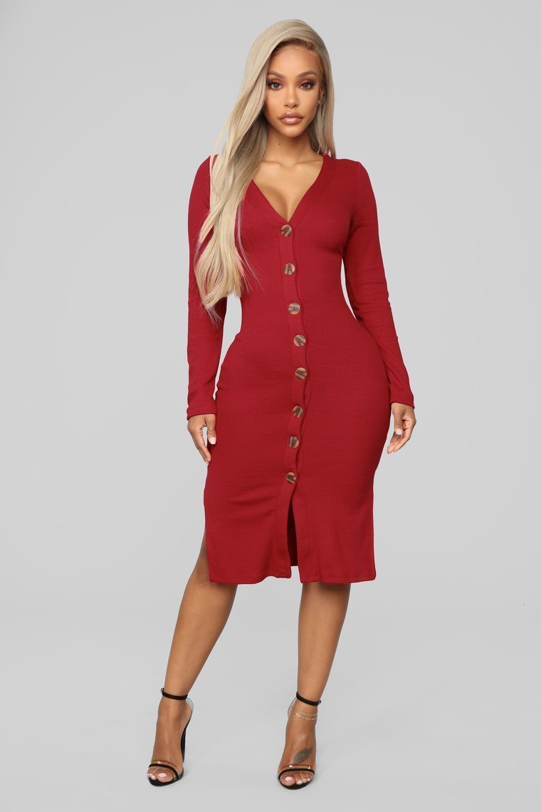 Show Some Sass Sweater Dress - Red - jameswhite001