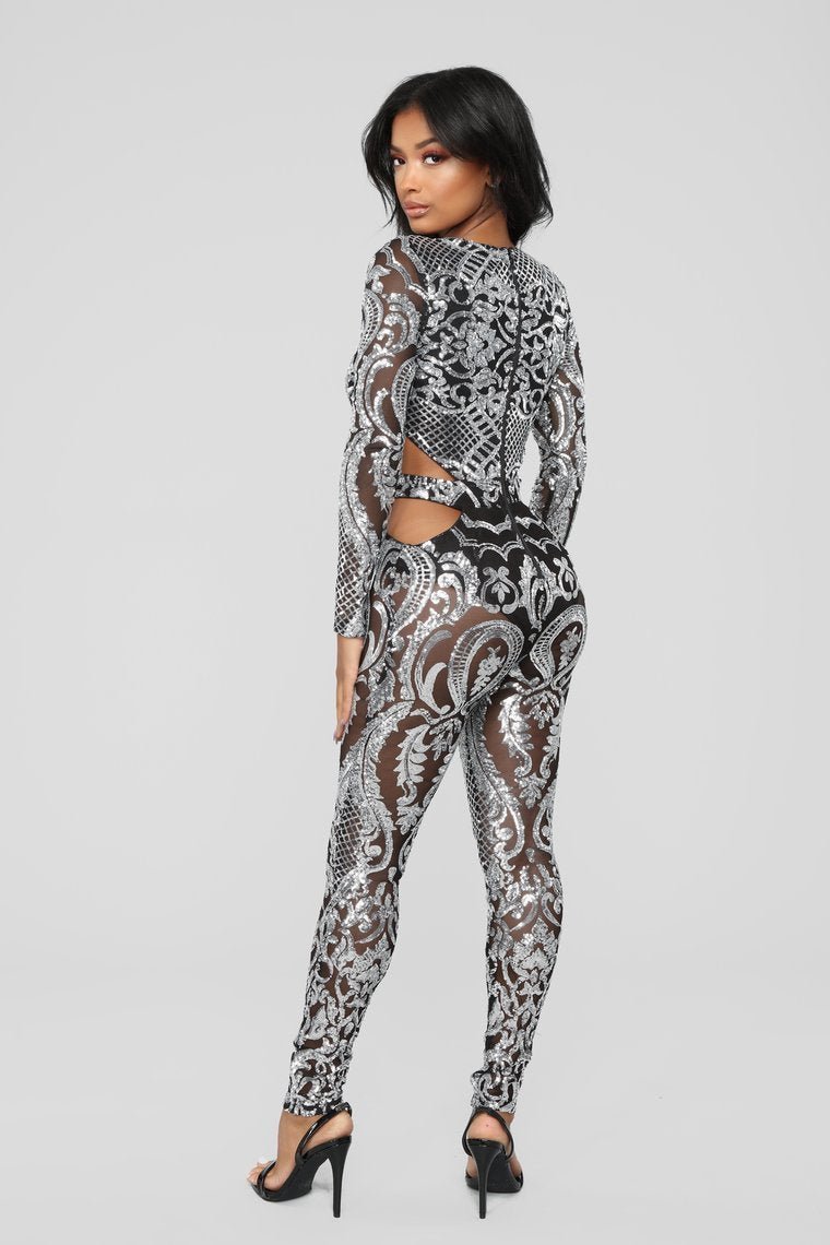 Show Stunna Sequin Jumpsuit - Black/Silver - jameswhite001