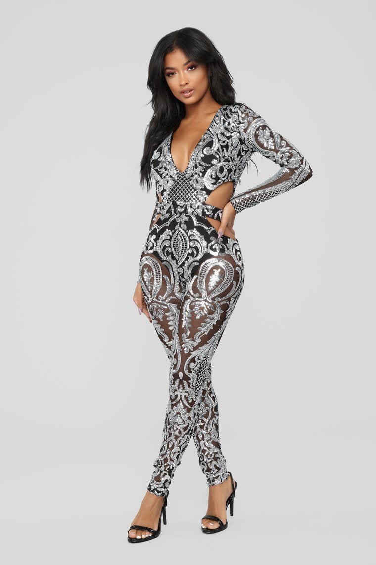 Show Stunna Sequin Jumpsuit - Black/Silver - jameswhite001
