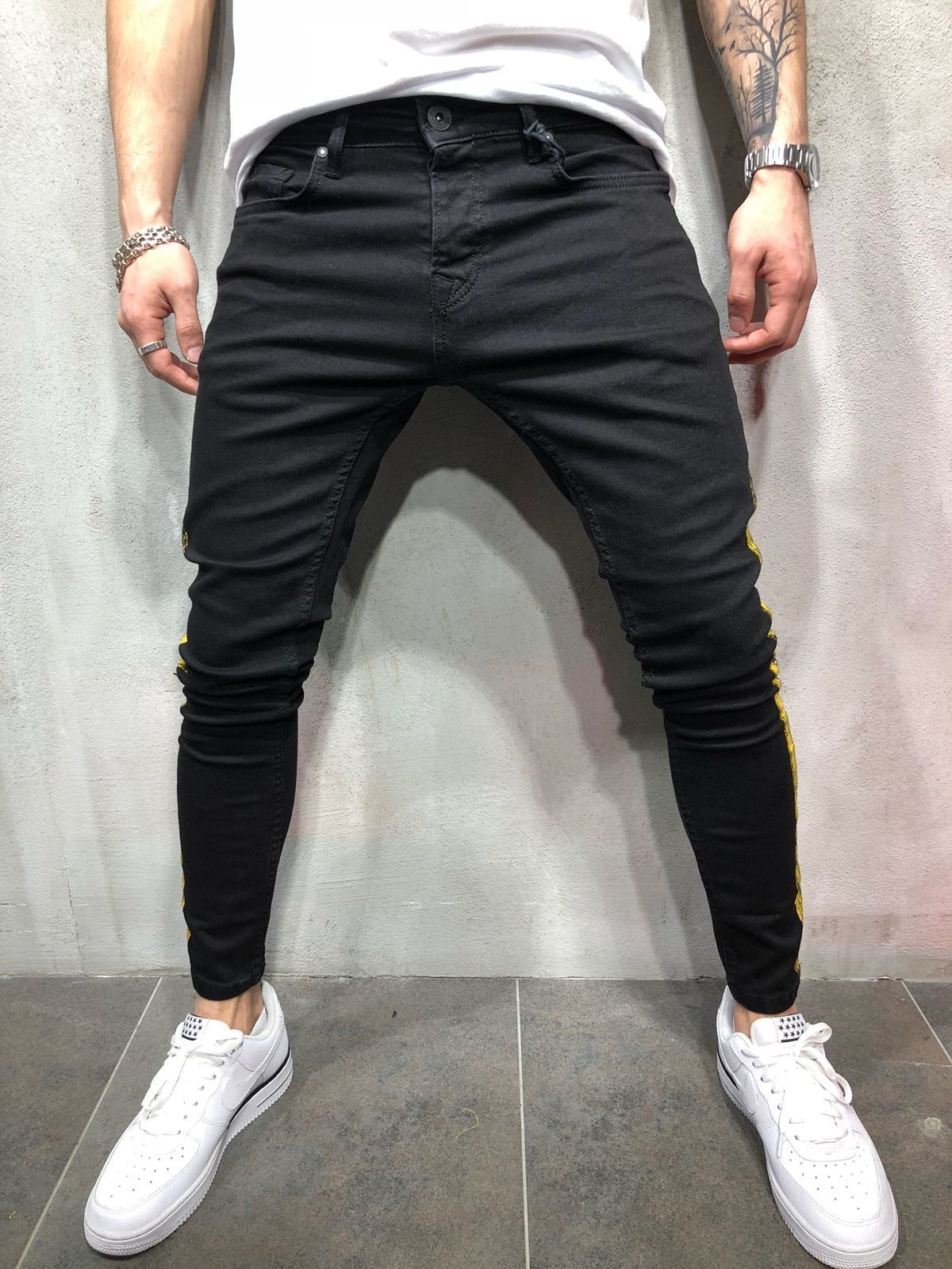 SKINNY FIT STRIPED JEANS 3822 - jameswhite001