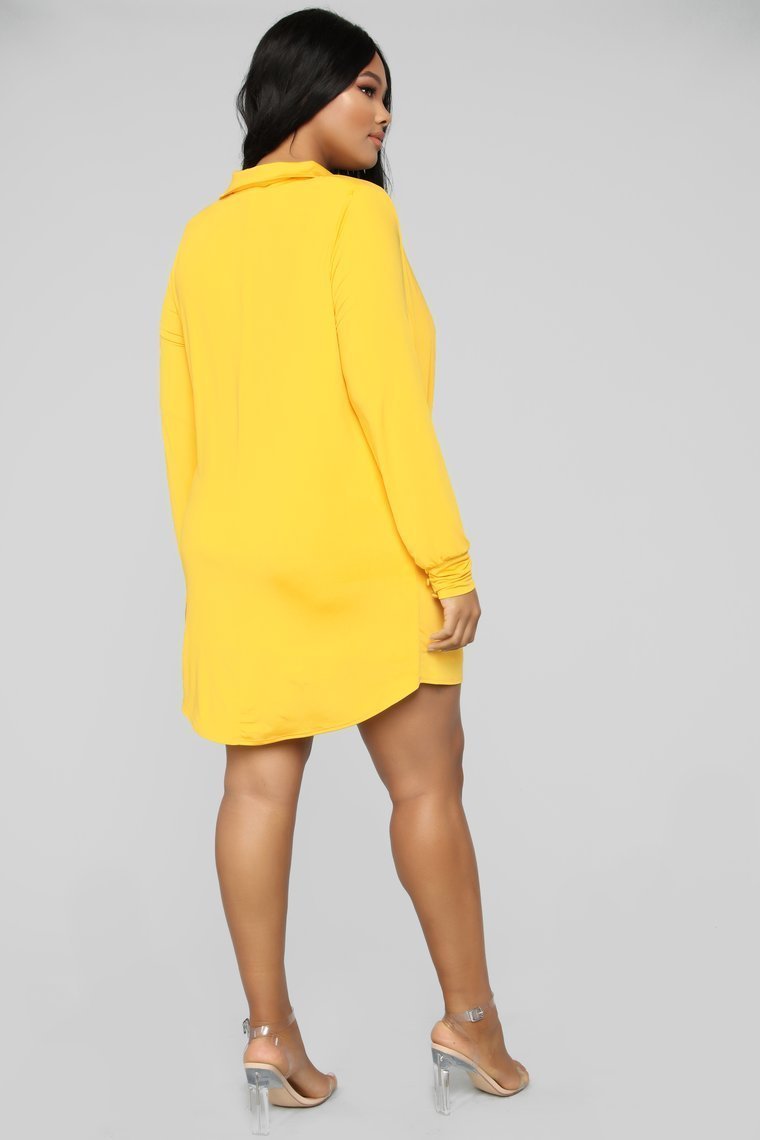 Slay The Night Cowl Neck Dress - Yellow - jameswhite001