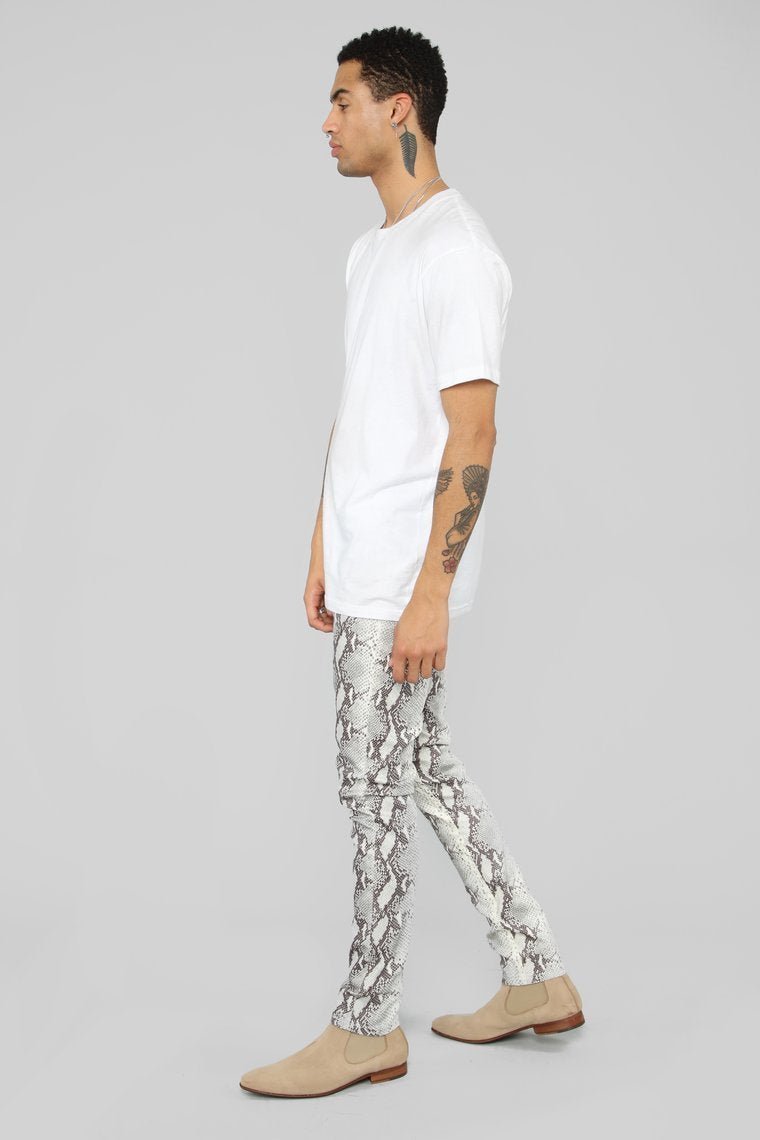 Snake King Skinny Jean - White/Combo - jameswhite001