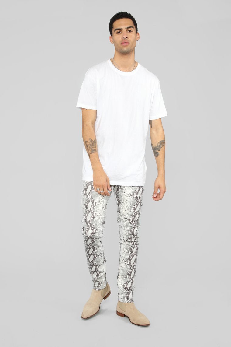 Snake King Skinny Jean - White/Combo - jameswhite001