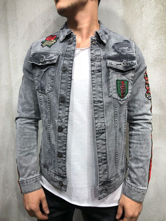 SNAKE PATCH TRUCKER DENIM JACKET 3930 - jameswhite001