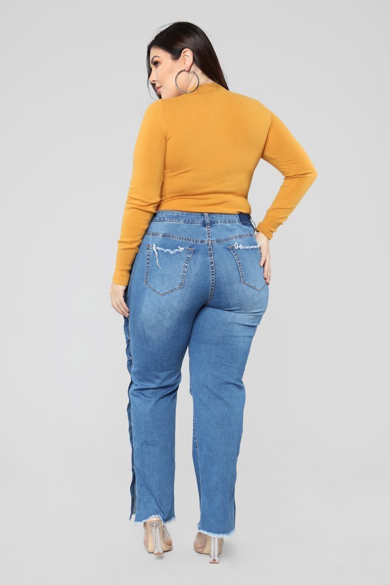 Snap Button Jeans - Medium Blue Wash - jameswhite001