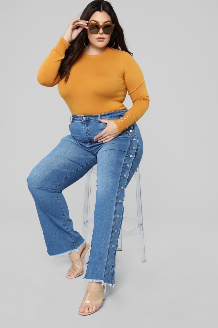 Snap Button Jeans - Medium Blue Wash - jameswhite001