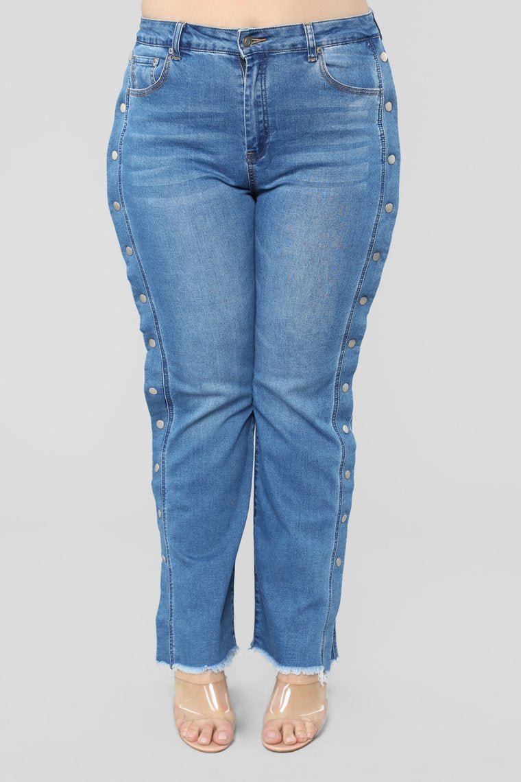 Snap Button Jeans - Medium Blue Wash - jameswhite001