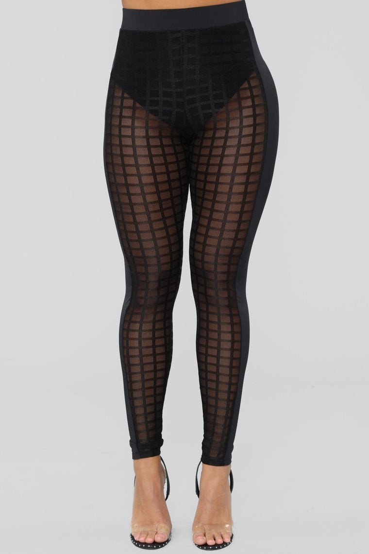 Sneak A Peek Mesh Leggings - Black - jameswhite001