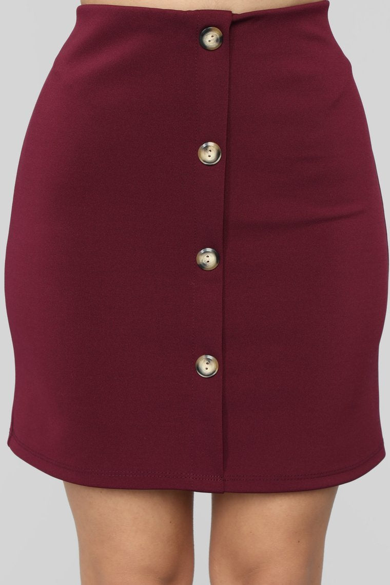 So Buttoned Up Skirt - Burgundy - jameswhite001