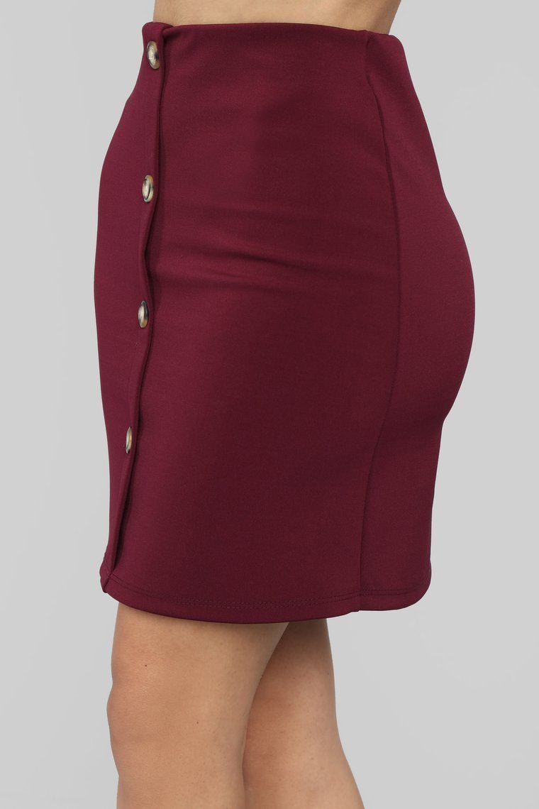 So Buttoned Up Skirt - Burgundy - jameswhite001
