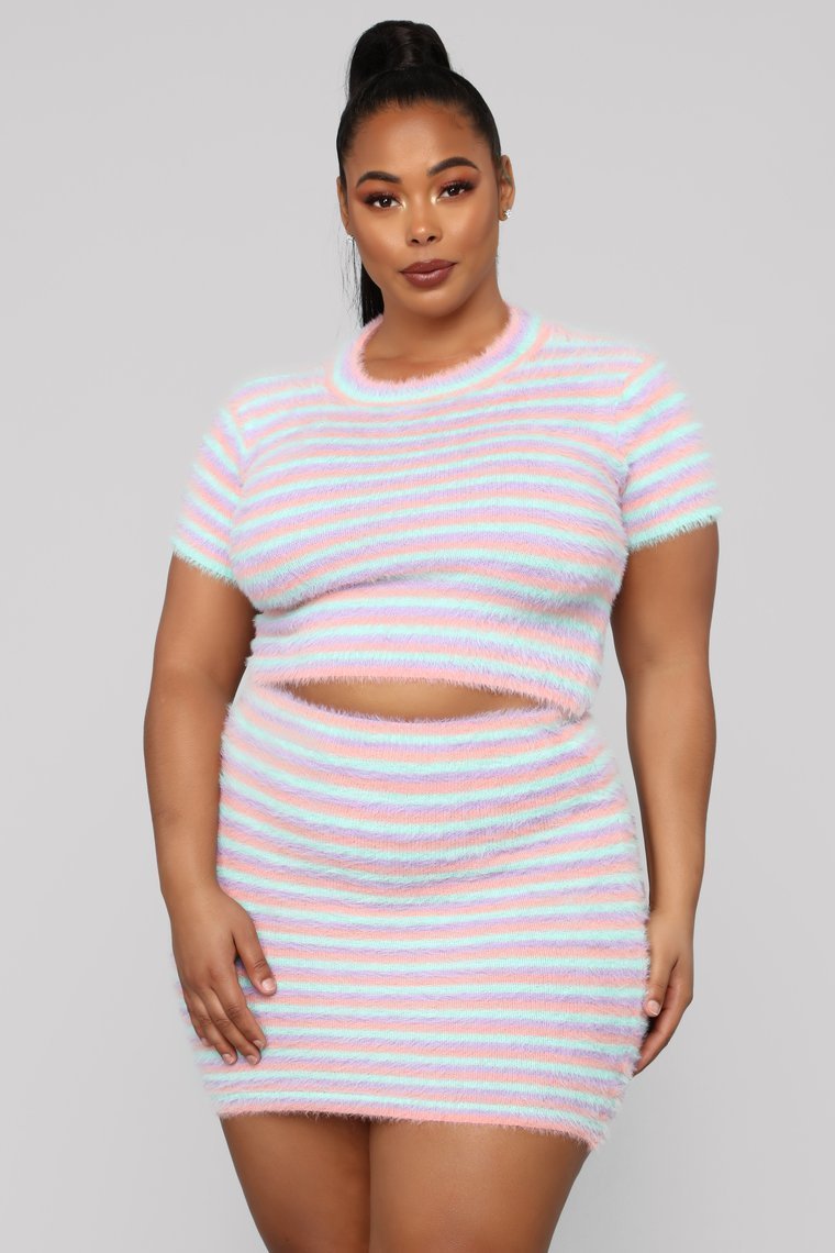 Soft To The Touch Fuzzy Skirt Set - Pink/Multi - jameswhite001