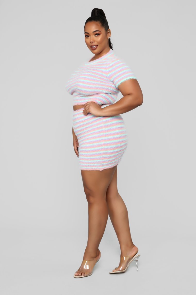 Soft To The Touch Fuzzy Skirt Set - Pink/Multi - jameswhite001