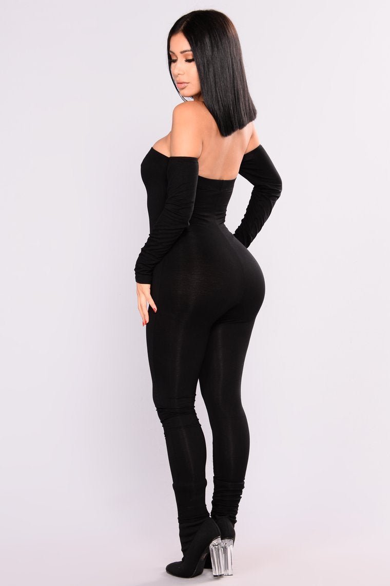 Soothe Off Shoulder Jumpsuit - Black - jameswhite001
