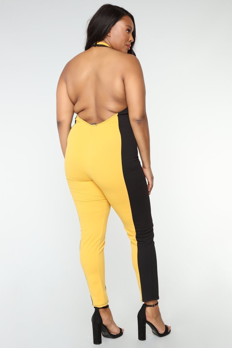Speed Limit Colorblock Jumpsuit - Mustard/Black - jameswhite001