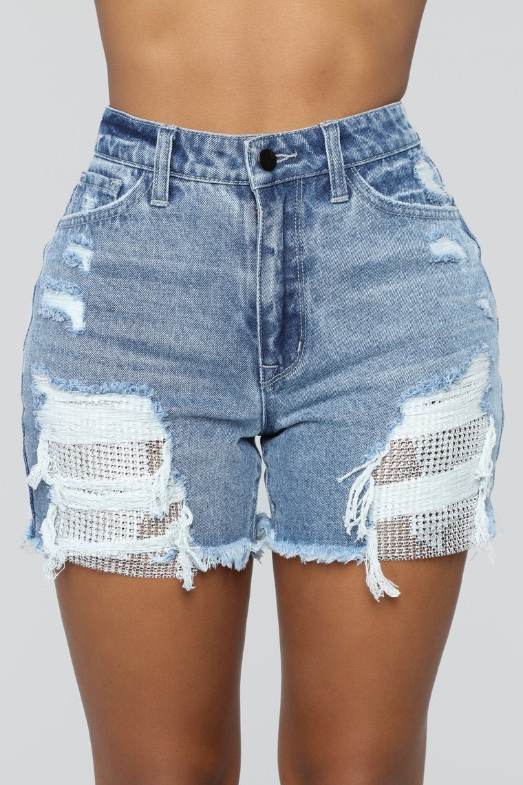 Spotlight Boyfriend Shorts - Medium Blue Wash - jameswhite001
