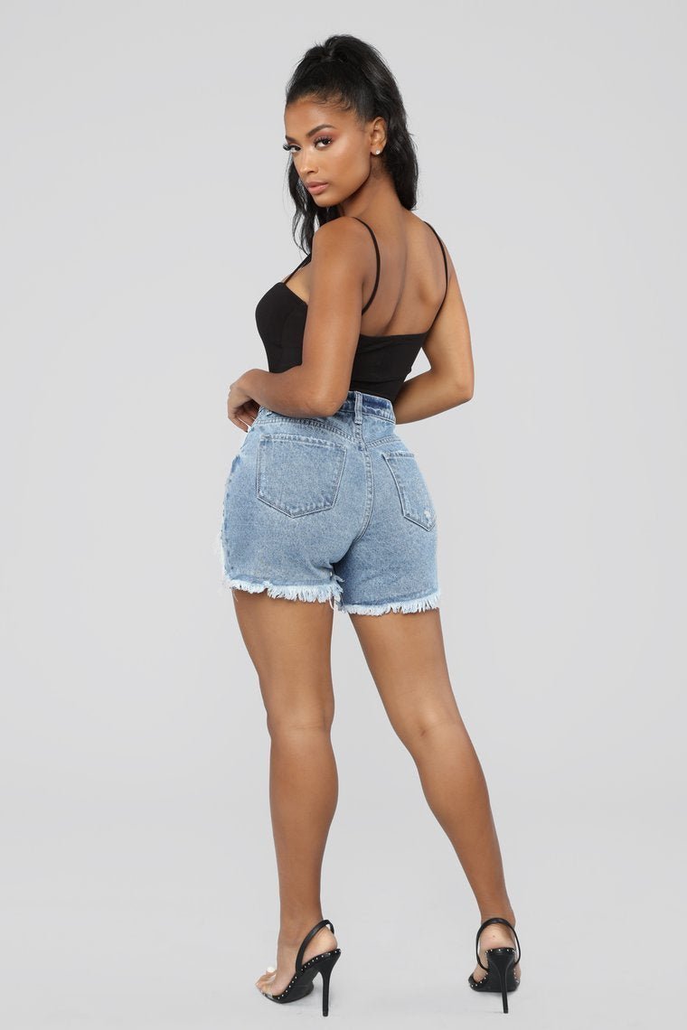 Spotlight Boyfriend Shorts - Medium Blue Wash - jameswhite001