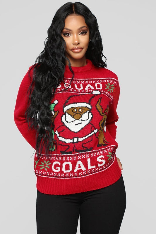 Squad Goals Christmas Sweater - Red - jameswhite001