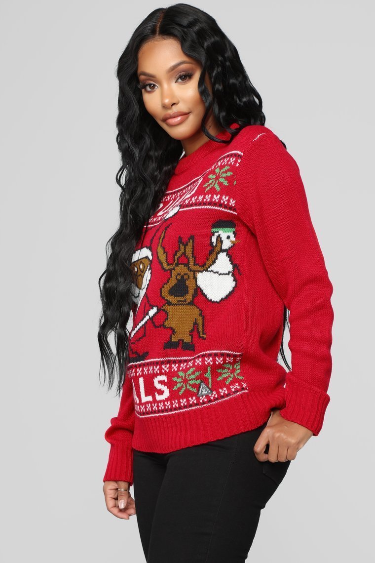 Squad Goals Christmas Sweater - Red - jameswhite001