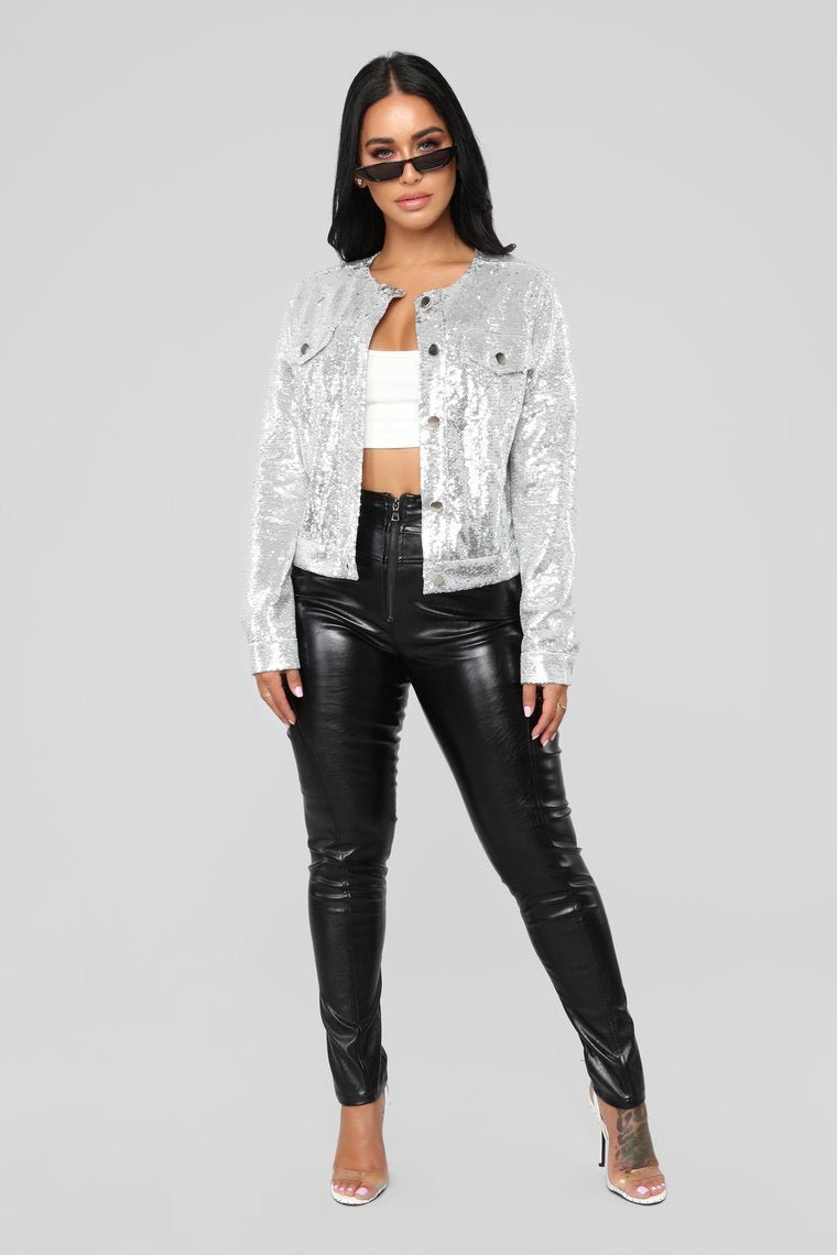 Star Chaser Sequin Jacket - Silver - jameswhite001
