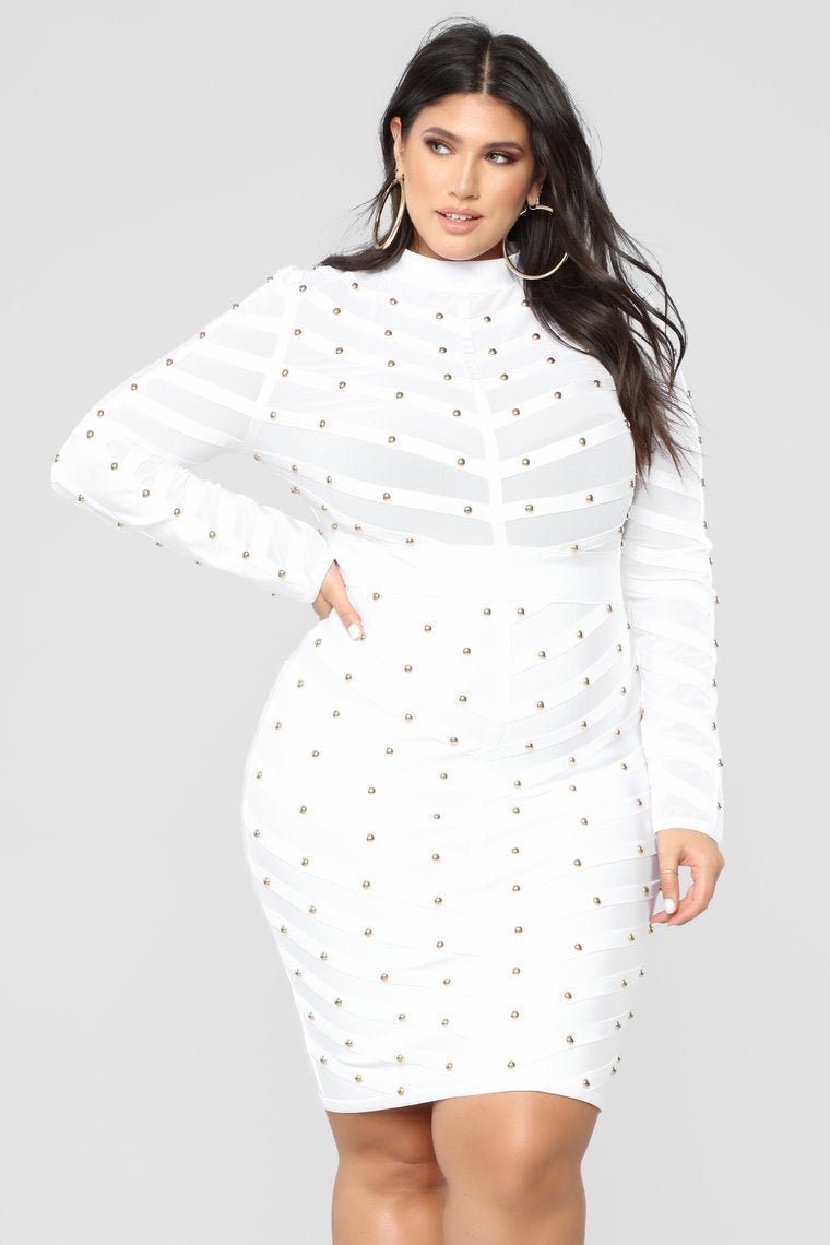 Star Studded Affair Bandage Dress - White - jameswhite001