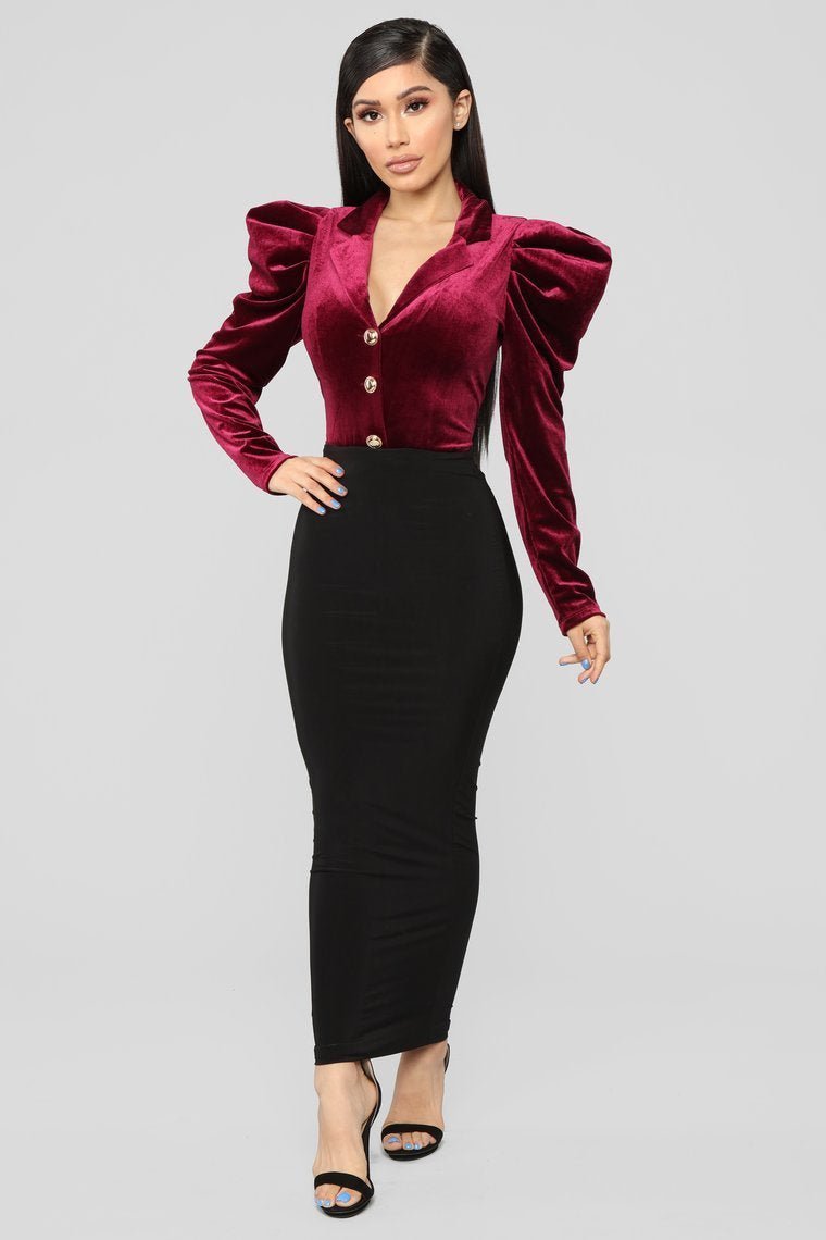 Sticking With You Bodysuit - Burgundy - jameswhite001