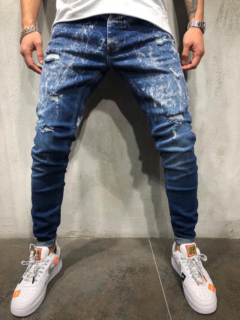 STONEWASHED BLUE JEANS RIPPED SKINNY FIT 3991 - jameswhite001