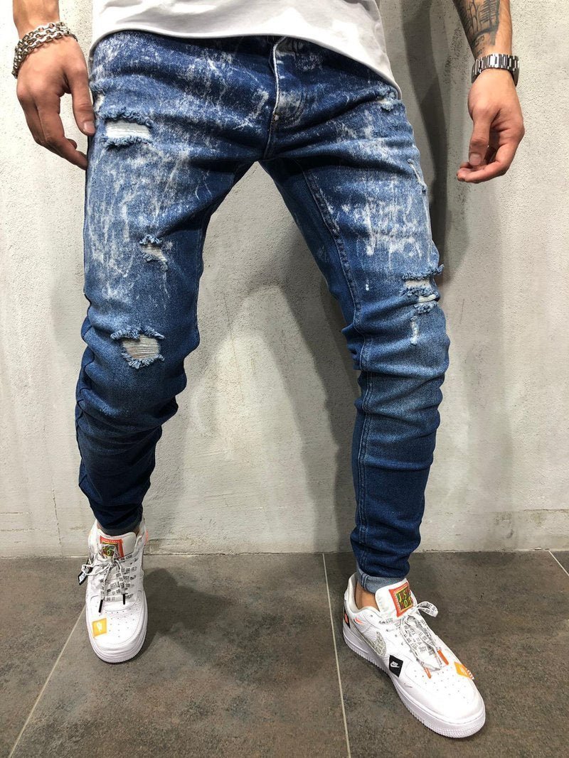 STONEWASHED BLUE JEANS RIPPED SKINNY FIT 3991 - jameswhite001