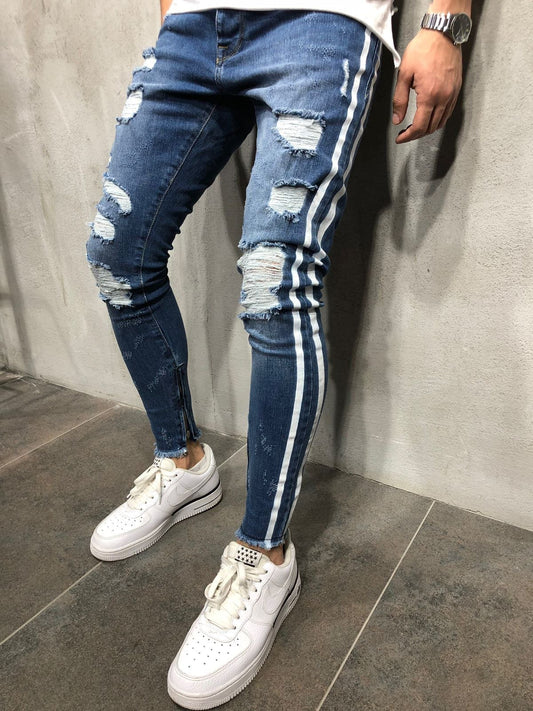 STONEWASHED SKINNY STRIPED JEANS 3855 - jameswhite001