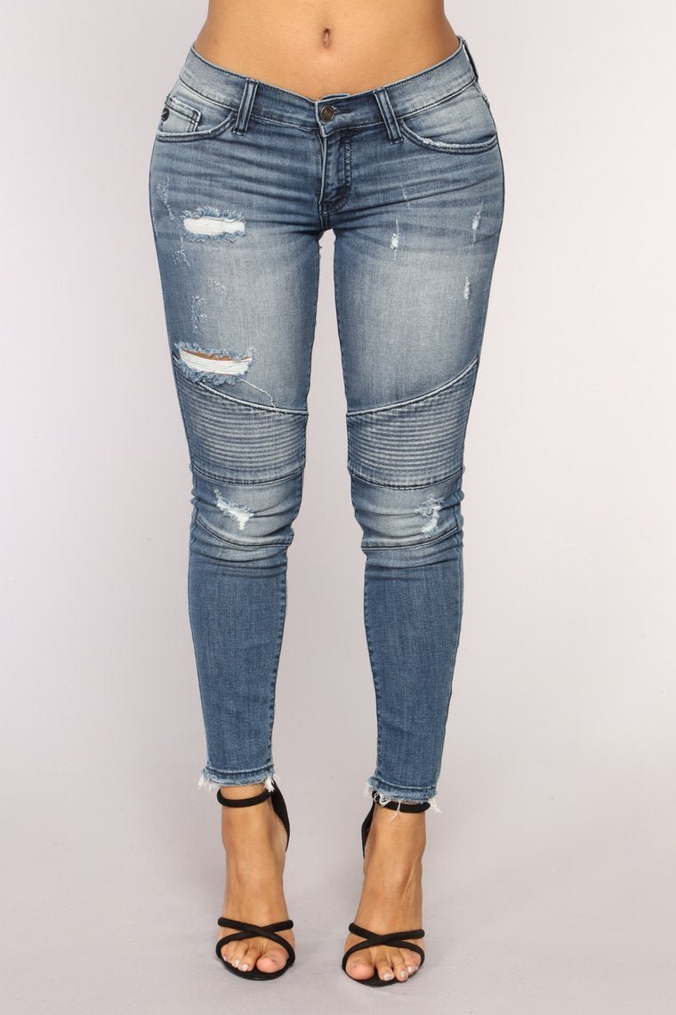 Street Race Moto Ankle Jeans - Vintage Blue Wash - jameswhite001